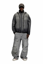 Diesel Hooded vest in denim-effect jacquard - Sweaters - Unisex - Black