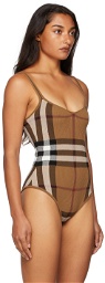 Burberry Brown Ribbed Check Bodysuit