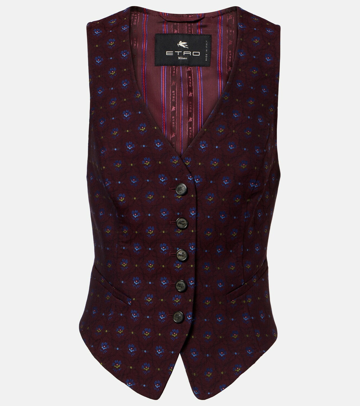 Etro Floral wool and cotton jacquard vest