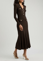 Self-portrait Ribbed-knit Maxi Dress Brown