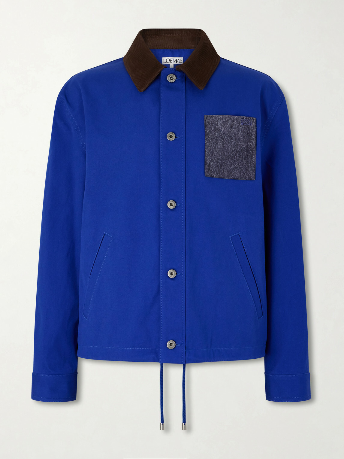 LOEWE - Suede-Trimmed Cotton Jacket - Blue