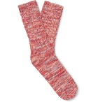 Thunders Love - Mélange Recycled Cotton-Blend Socks - Red