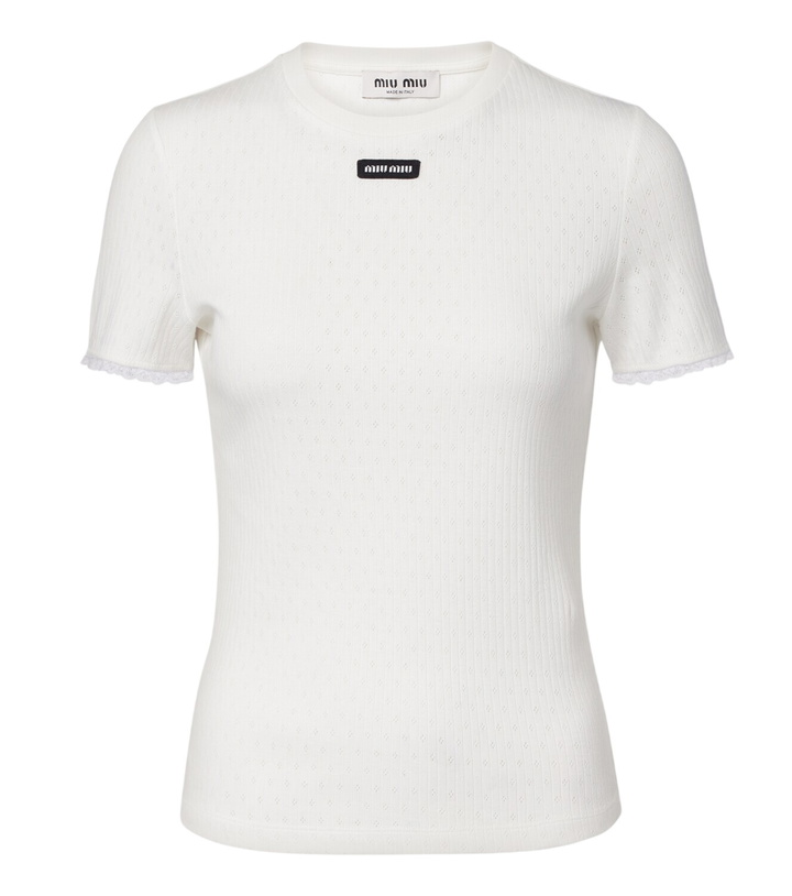 Photo: Miu Miu Pointelle cotton T-shirt