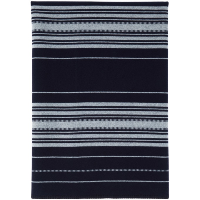 Photo: Loewe Navy Wool Stripes Blanket
