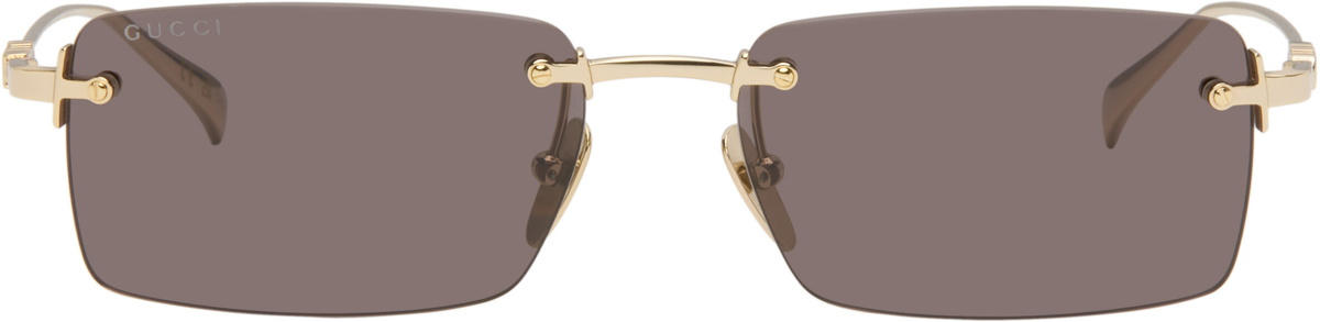 Gucci Gold Rectangular Frame Sunglasses