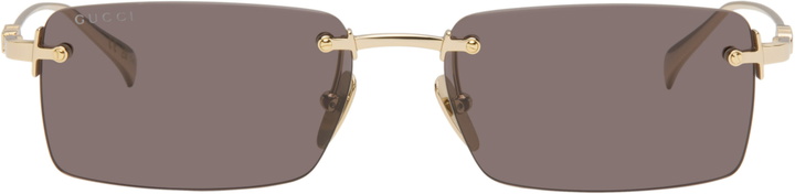 Photo: Gucci Gold Rectangular Frame Sunglasses