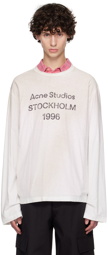Acne Studios White Printed Logo Long Sleeve T-Shirt