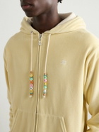 CELINE - Logo-Embroidered Cotton-Blend Velour Zip-Up Hoodie - Yellow