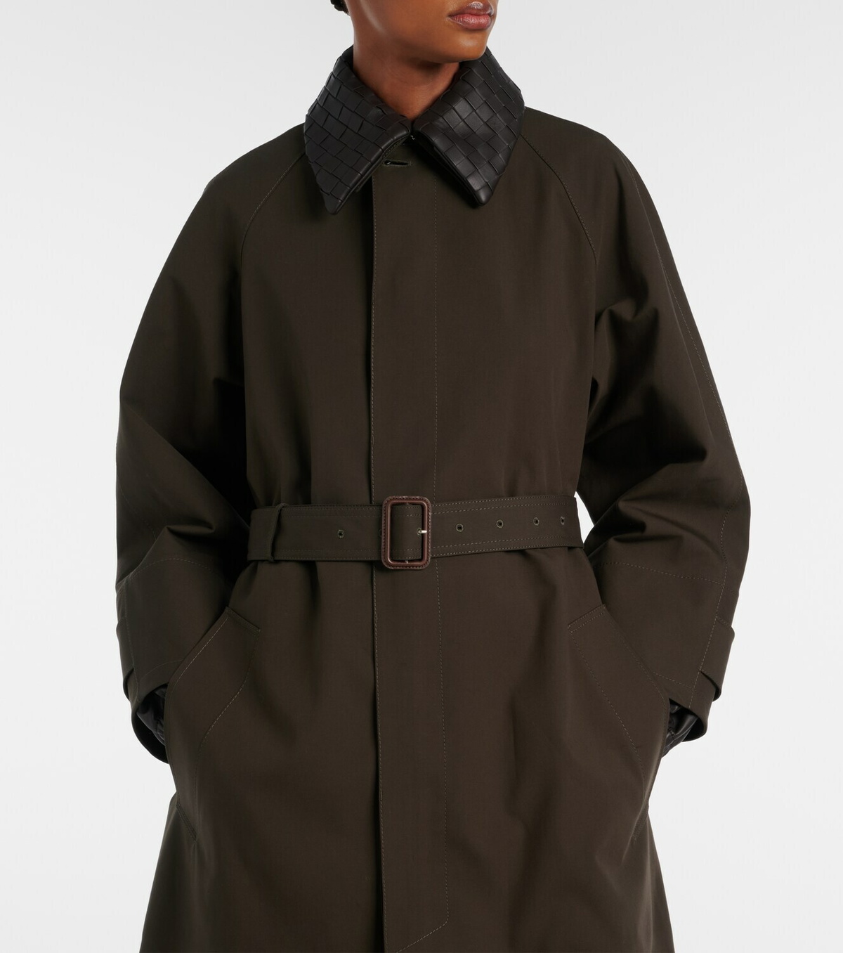 Bottega Veneta Leather-trimmed trench coat