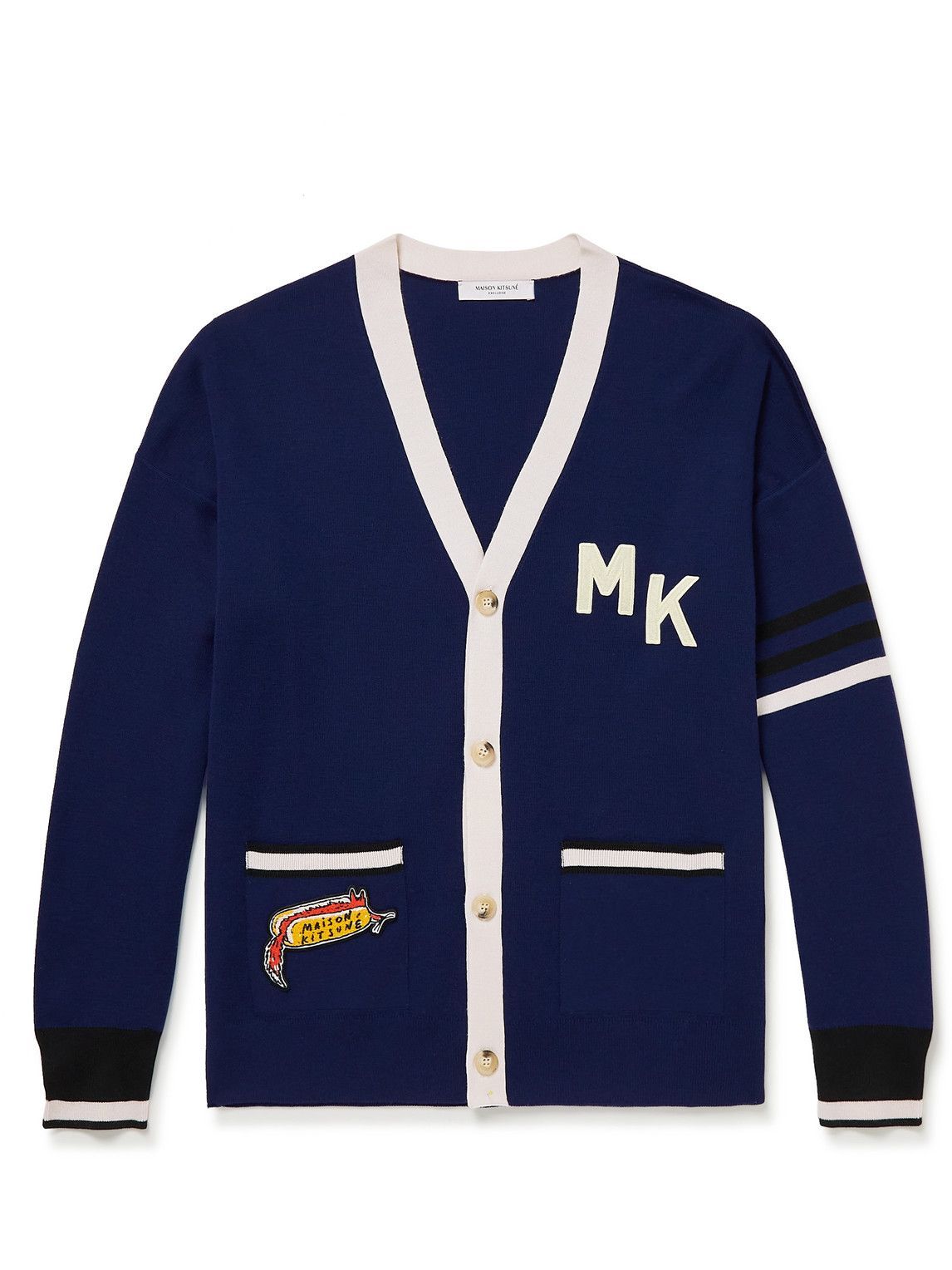 Maison Kitsuné - Olympia Le-Tan Logo-Appliquéd Wool Cardigan