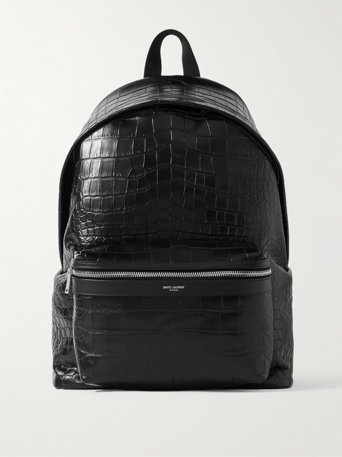 SAINT LAURENT - City Croc-Effect Glossed-Leather Backpack