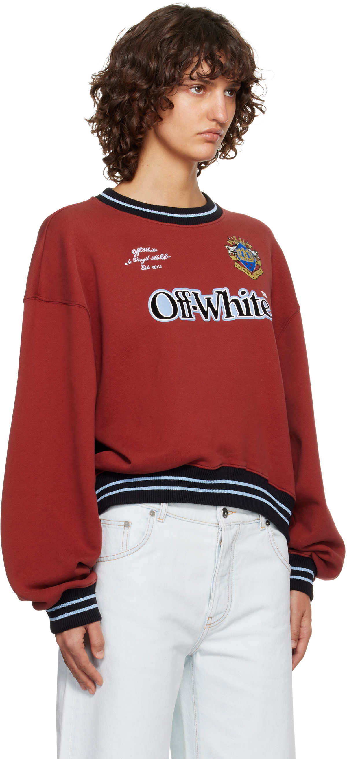 Off-White Red Sporty Over Crew Logo Sweatshirt
