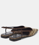 Gucci GG leather-trimmed slingback flats