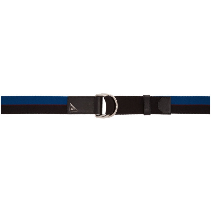 Photo: Prada Black and Blue Triangle Nastro Belt