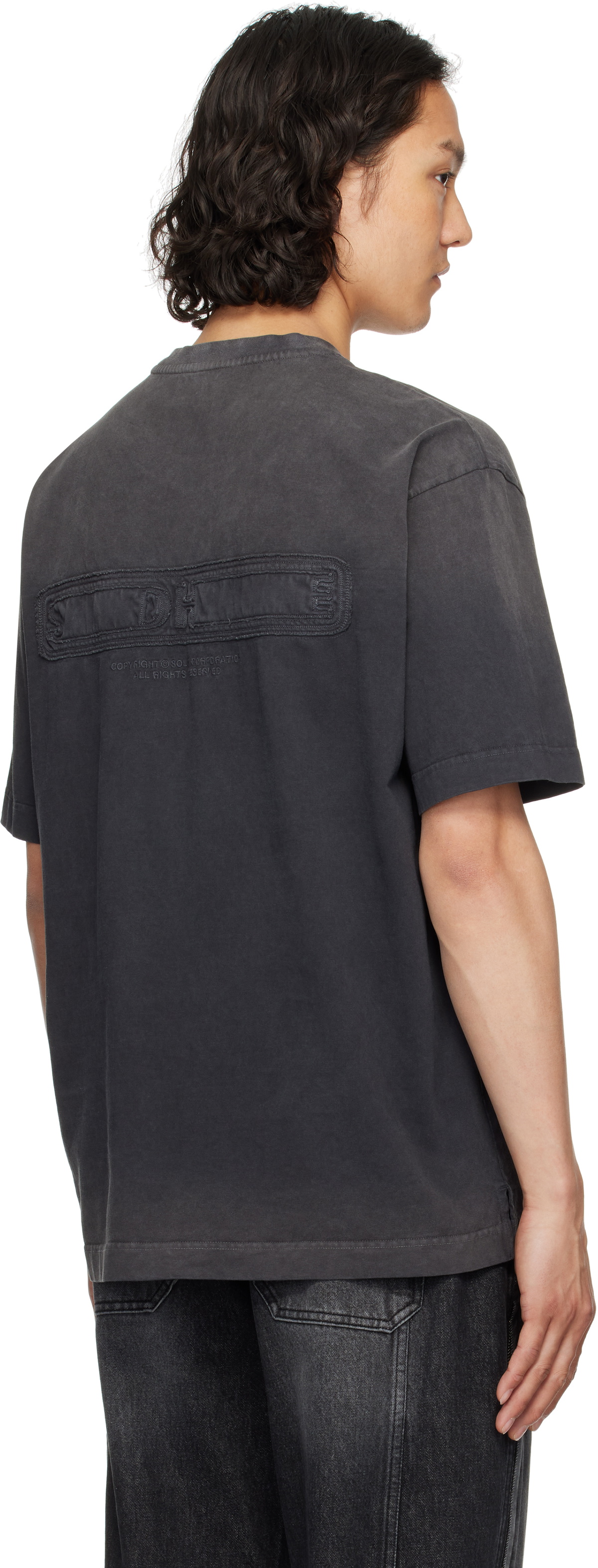 Solid Homme Black Dyeing Back Logo T-shirt Solid Homme