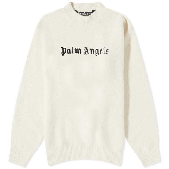 Photo: Palm Angels Men's Classic Logo Crew Knit in Butter