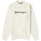 Palm Angels Men's Classic Logo Crew Knit in Butter
