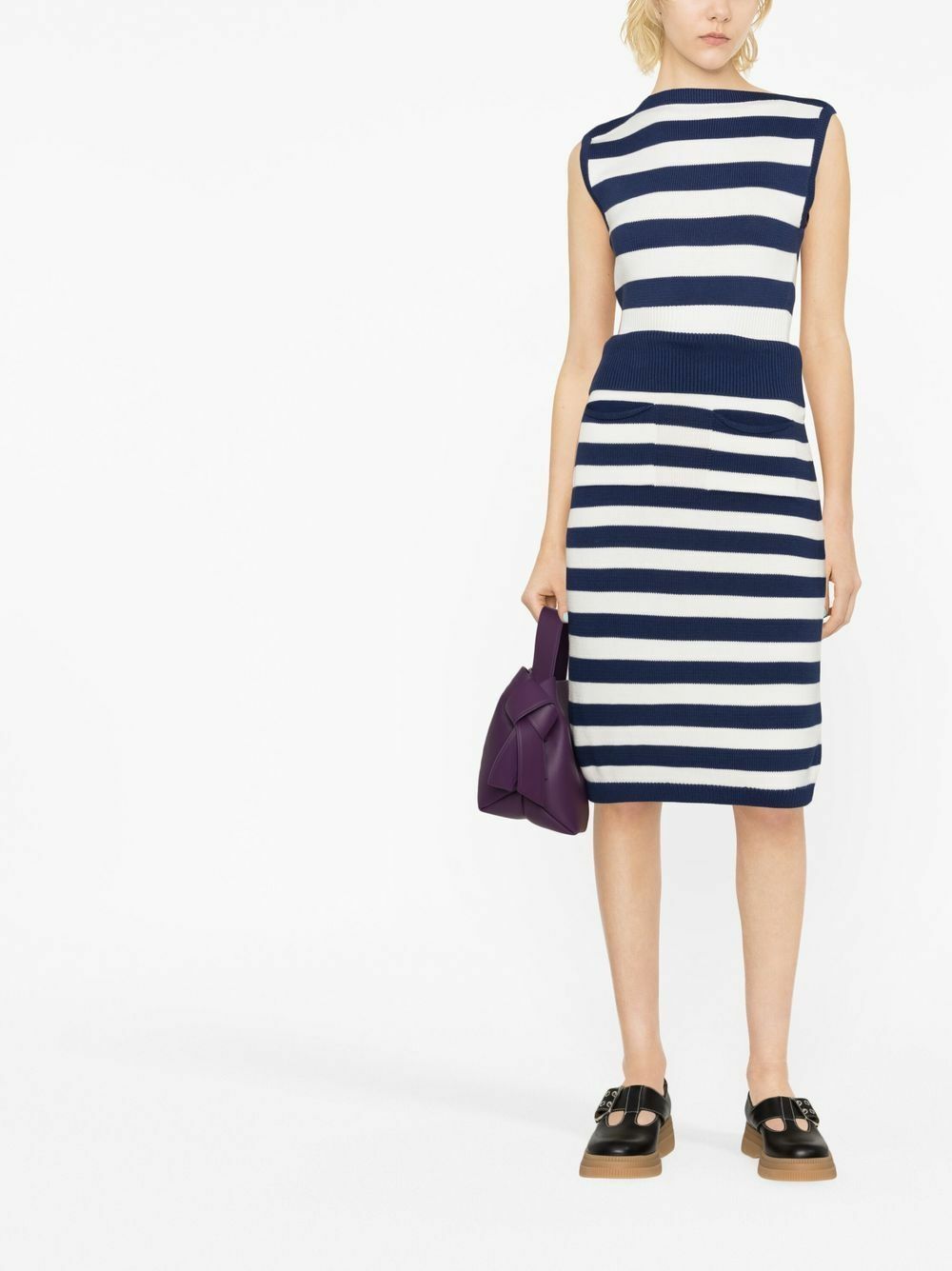 KENZO - Striped Cotton Midi Skirt Kenzo