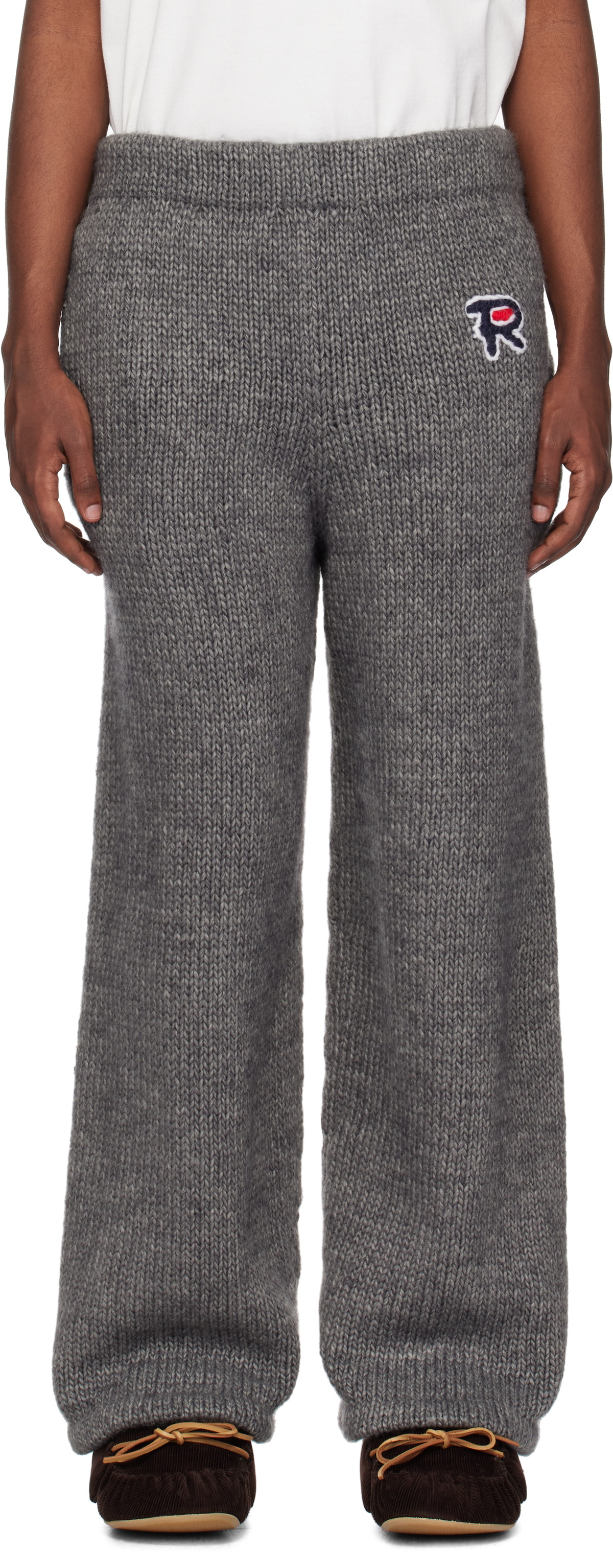 RICE NINE TEN Gray Hand Knitted Jersey Sweatpants
