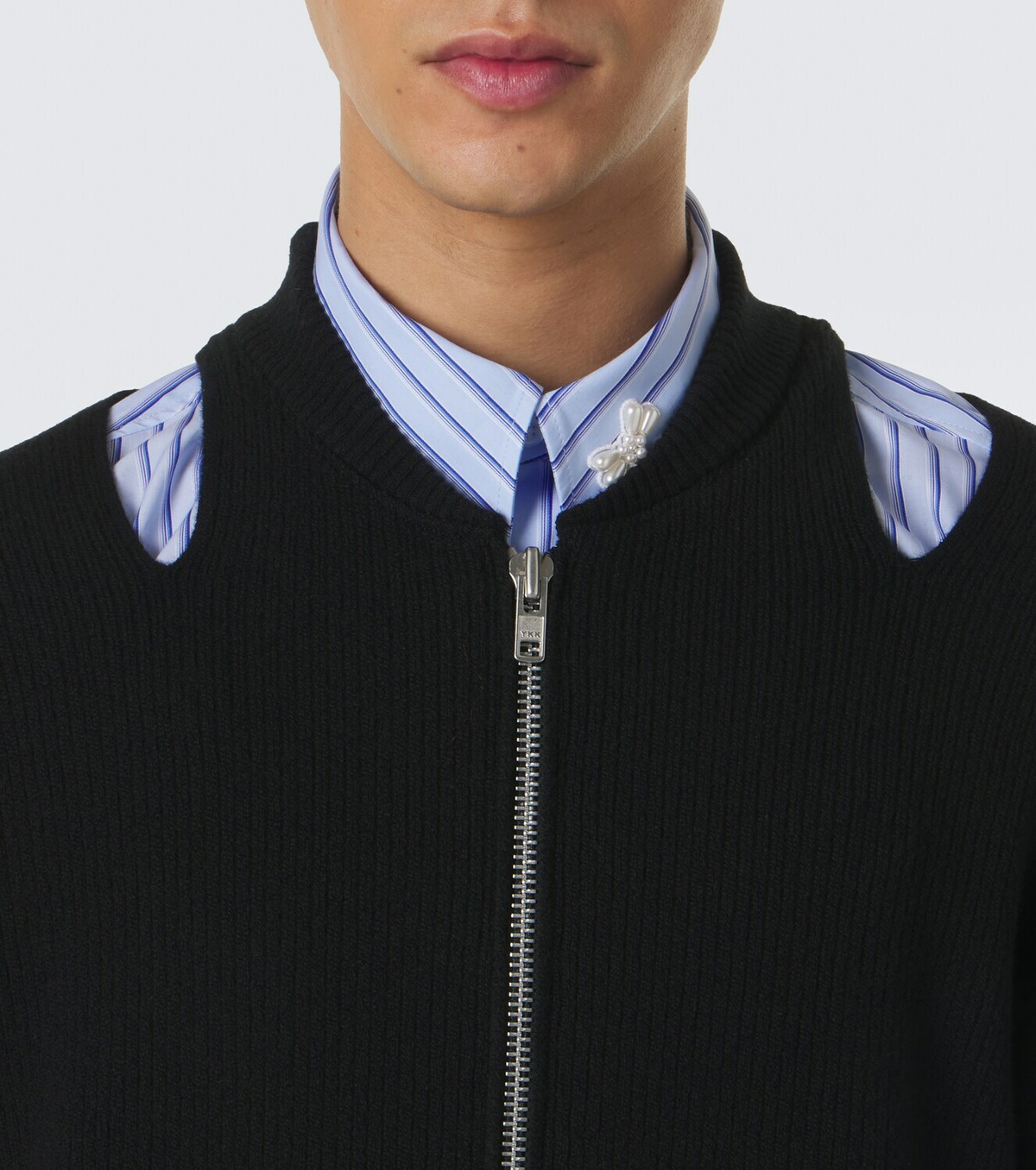 Simone Rocha Cutout wool-blend zip-up cardigan