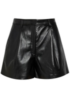 Anine Bing Trent Leather-blend Shorts Black