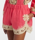 Valentino Embroidered linen shorts