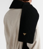 Prada Ribbed-knit virgin wool scarf