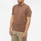 Beams Plus Men's Multi Stripe Pocket T-Shirt in Brown