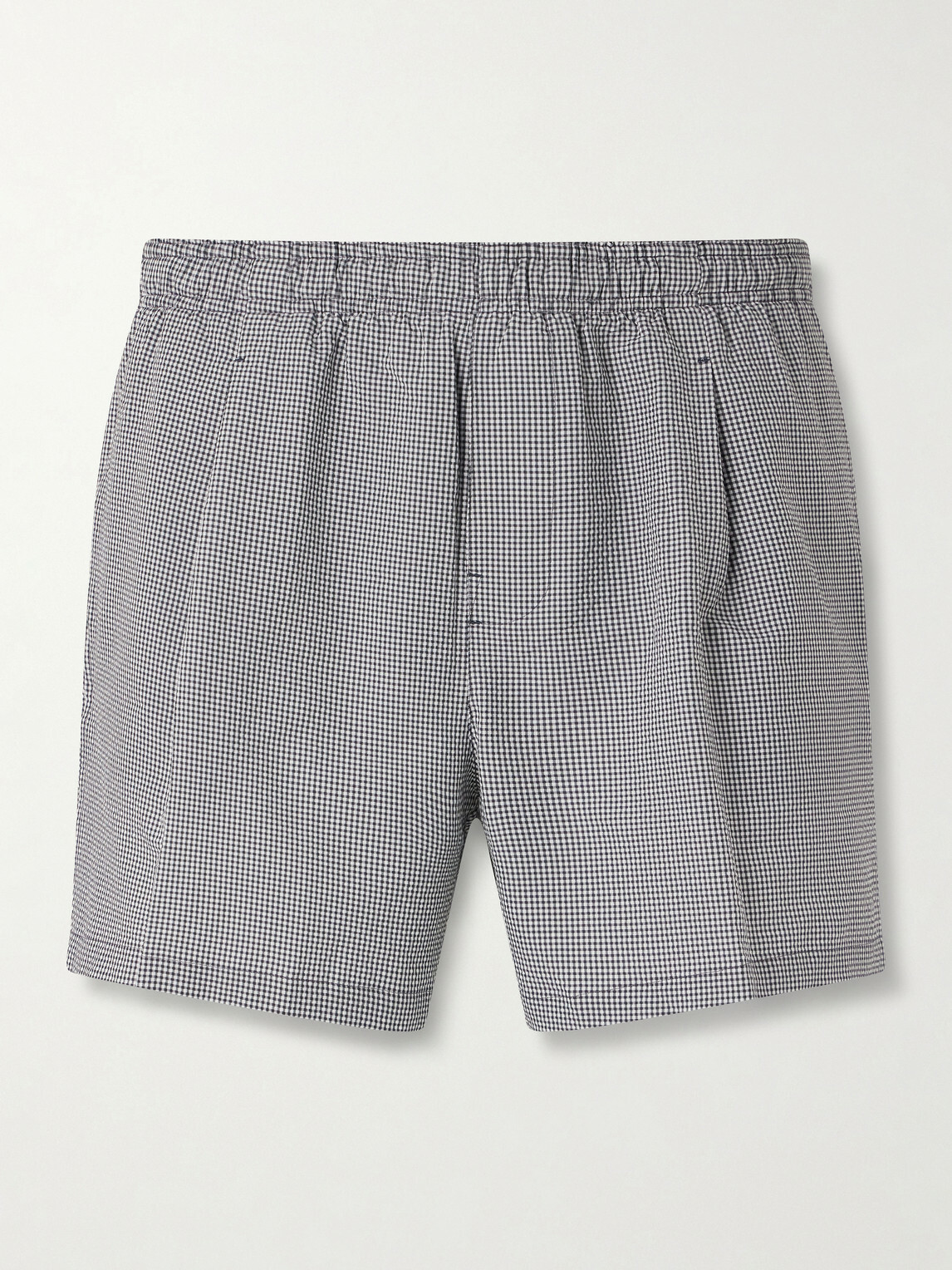 Our Legacy - Boxer Trunk Straight-Leg Mid-Length Checked Seersucker Swim Shorts - Gray
