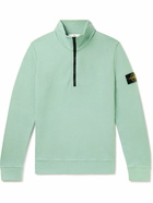 Stone Island - Logo-Appliquéd Cotton-Jersey Half-Zip Sweatshirt - Green