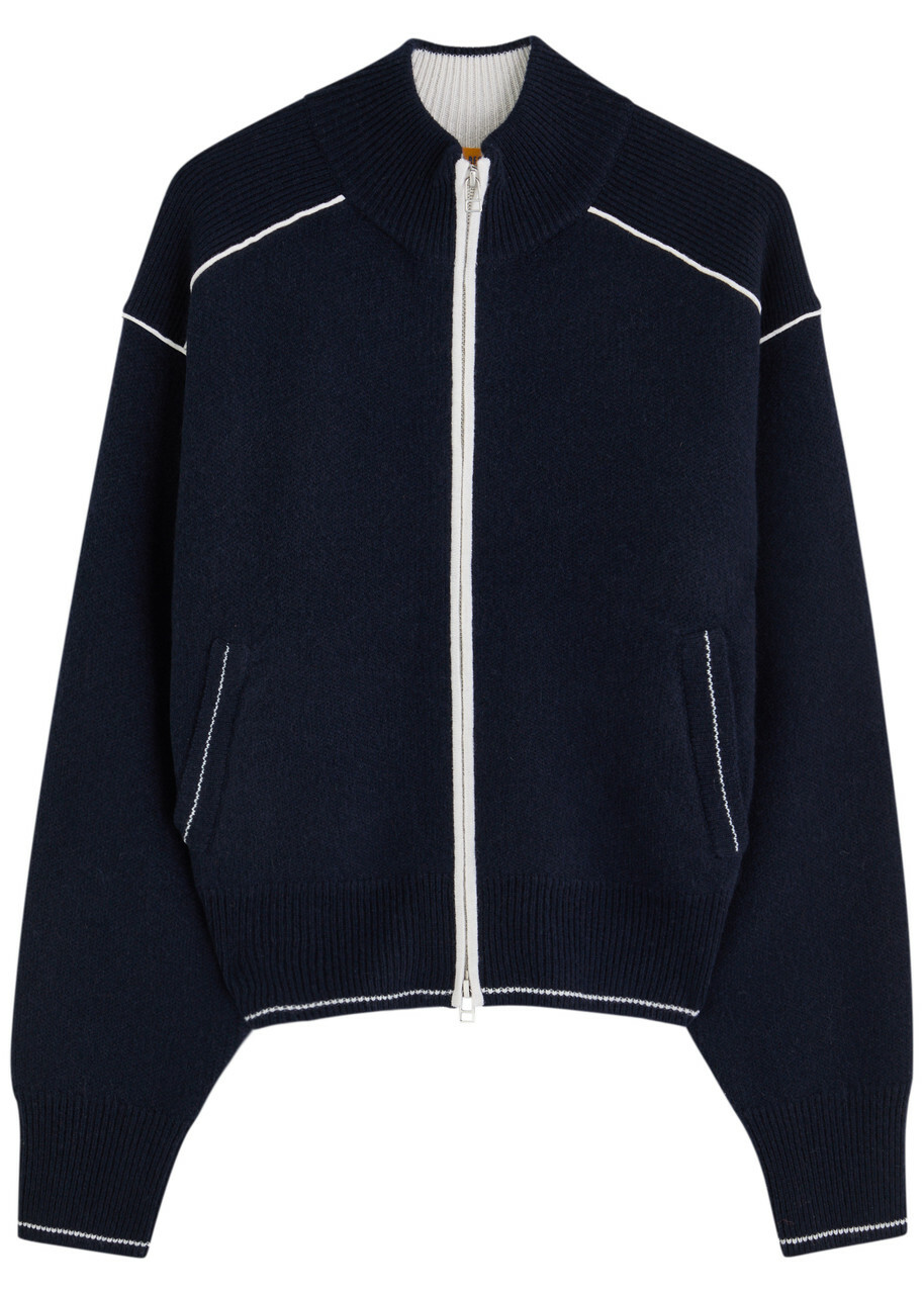 Guest In Residence Panelled Cashmere Track Jacket Navy
