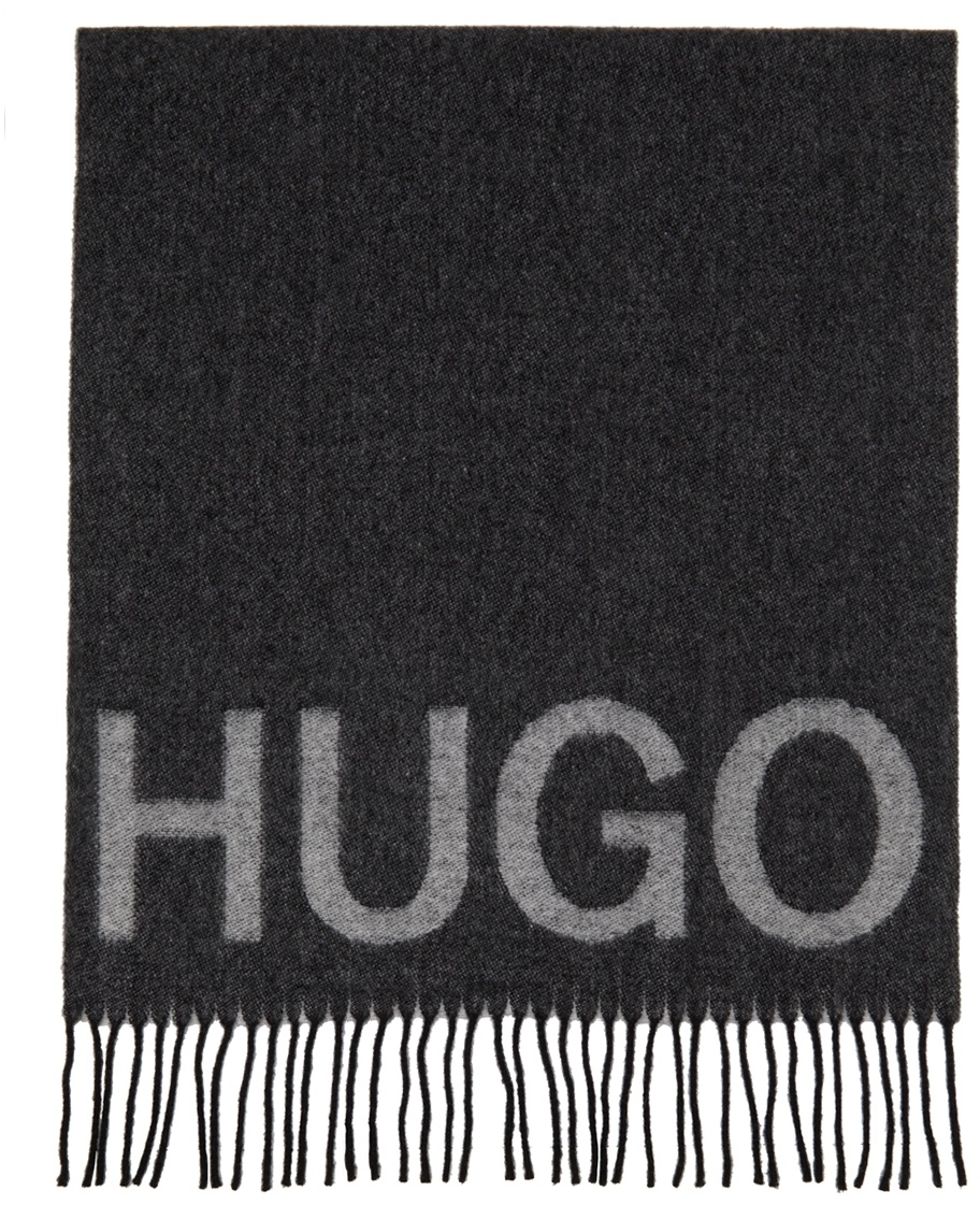 Photo: Hugo Grey Wool Logo Scarf