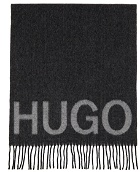 Hugo Grey Wool Logo Scarf