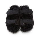 By Walid Black Shearling Yves Sandals