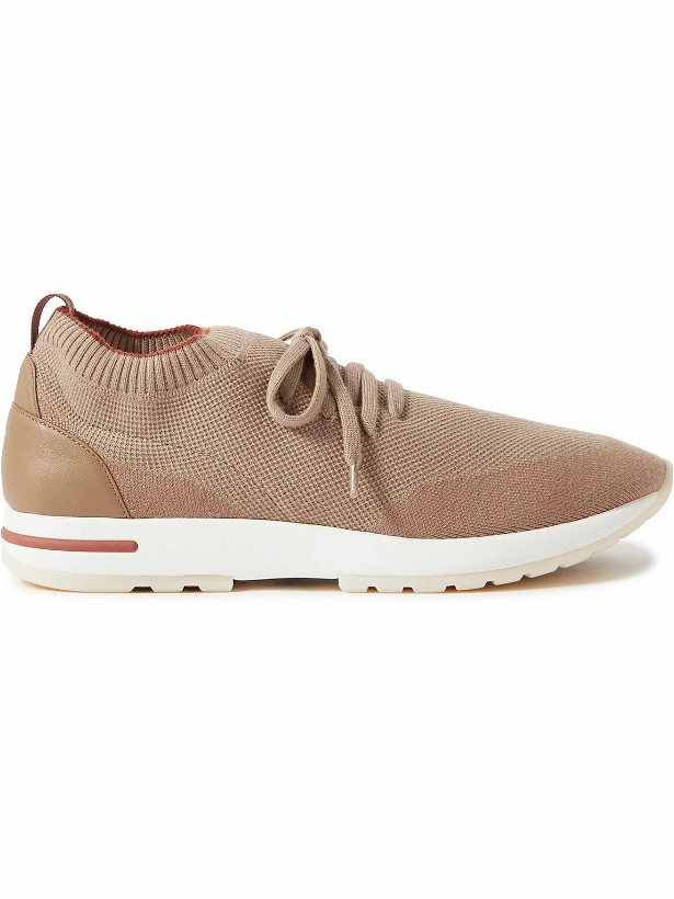 Photo: Loro Piana - 360 Flexy Leather-Trimmed Knitted Wish Wool Sneakers - Neutrals