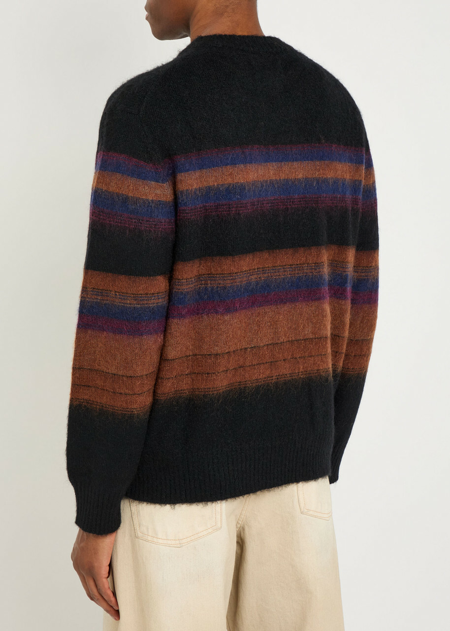 Wax London Wilde Striped Wool-blend Jumper Black