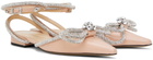 MACH & MACH Beige Double Bow Ballerina Flats