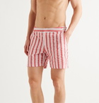 Orlebar Brown - Bulldog Slim-Fit Mid-Length Striped Seersucker Swim Shorts - Red