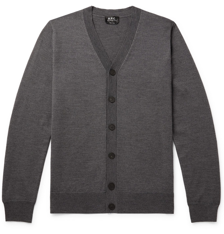 Photo: A.P.C. - Samuel Slim-Fit Merino Wool Cardigan - Gray