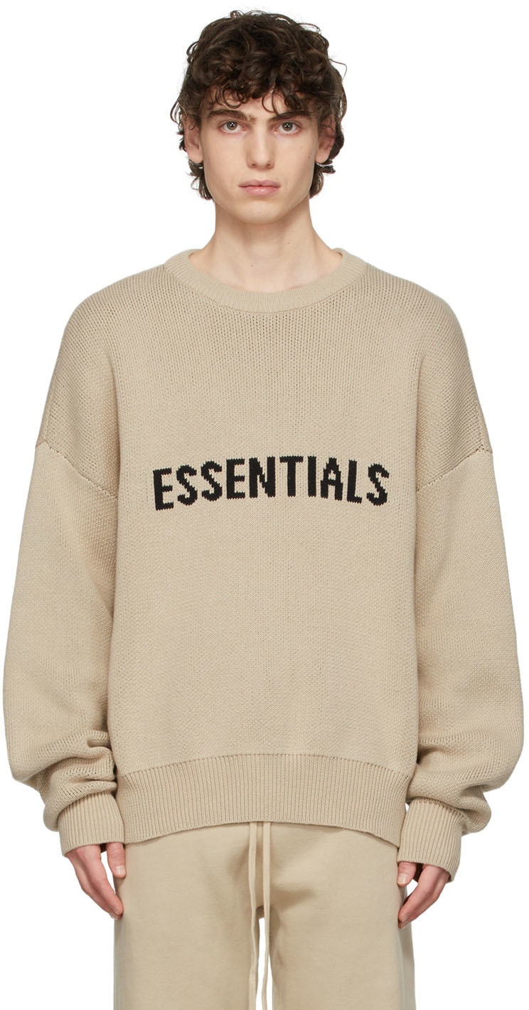 Photo: Essentials SSENSE Exclusive Beige Knit Pullover Sweater