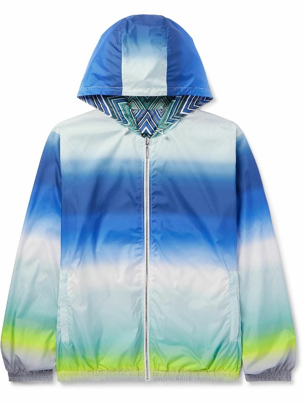 Photo: Missoni - Reversible Printed Striped Shell Hooded Jacket - Blue