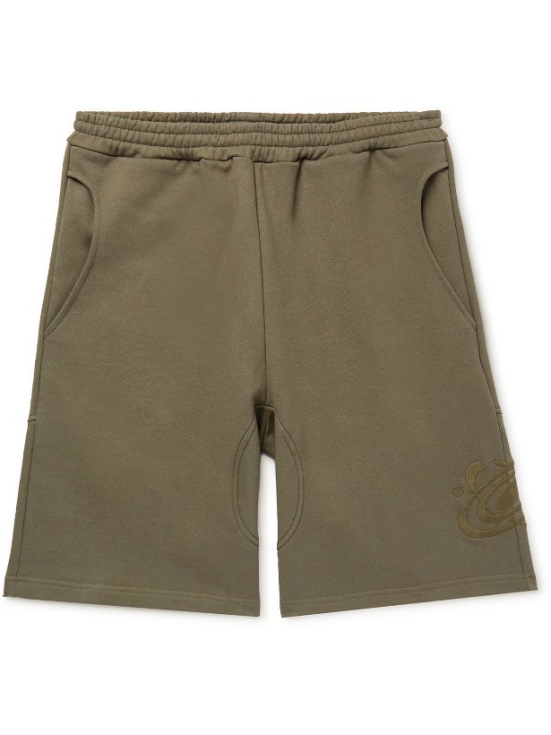 Photo: AFFIX - Intel Straight-Leg Logo-Embroidered Cotton-Jersey Shorts - Green