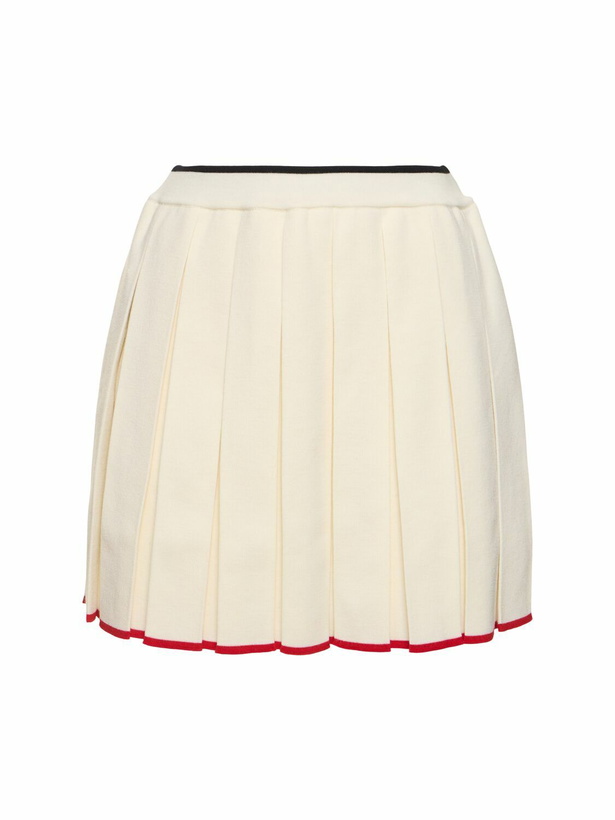 Photo: THOM BROWNE Needle Stitch Wool Pleated Mini Skirt