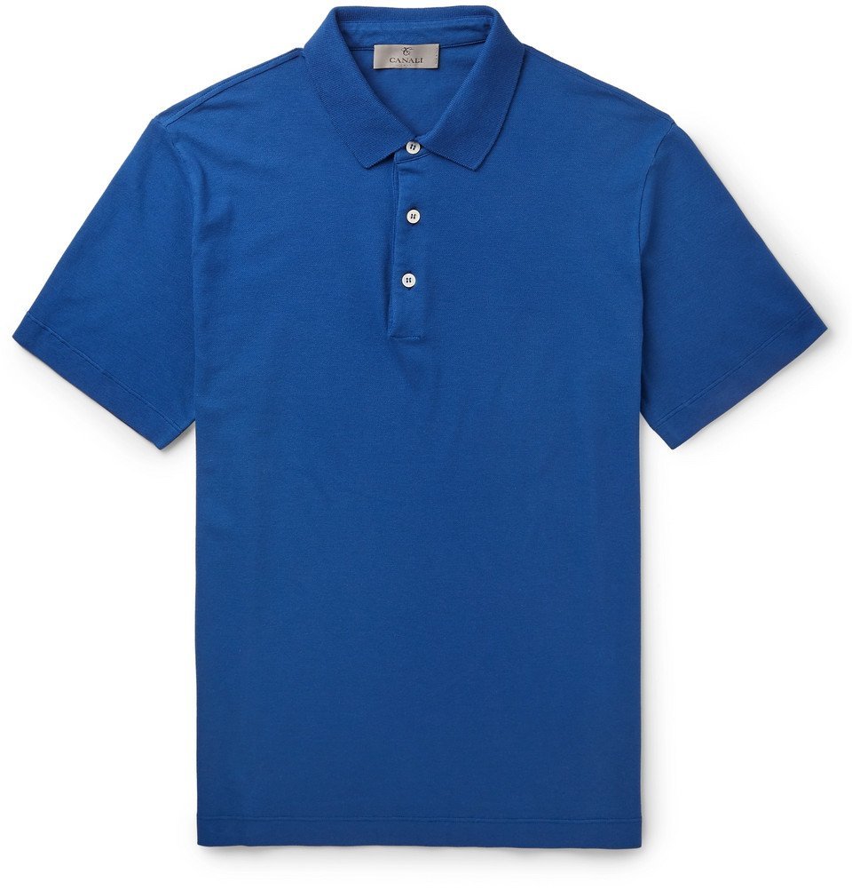 Canali - Stretch-Cotton Piqué Polo Shirt - Blue Canali