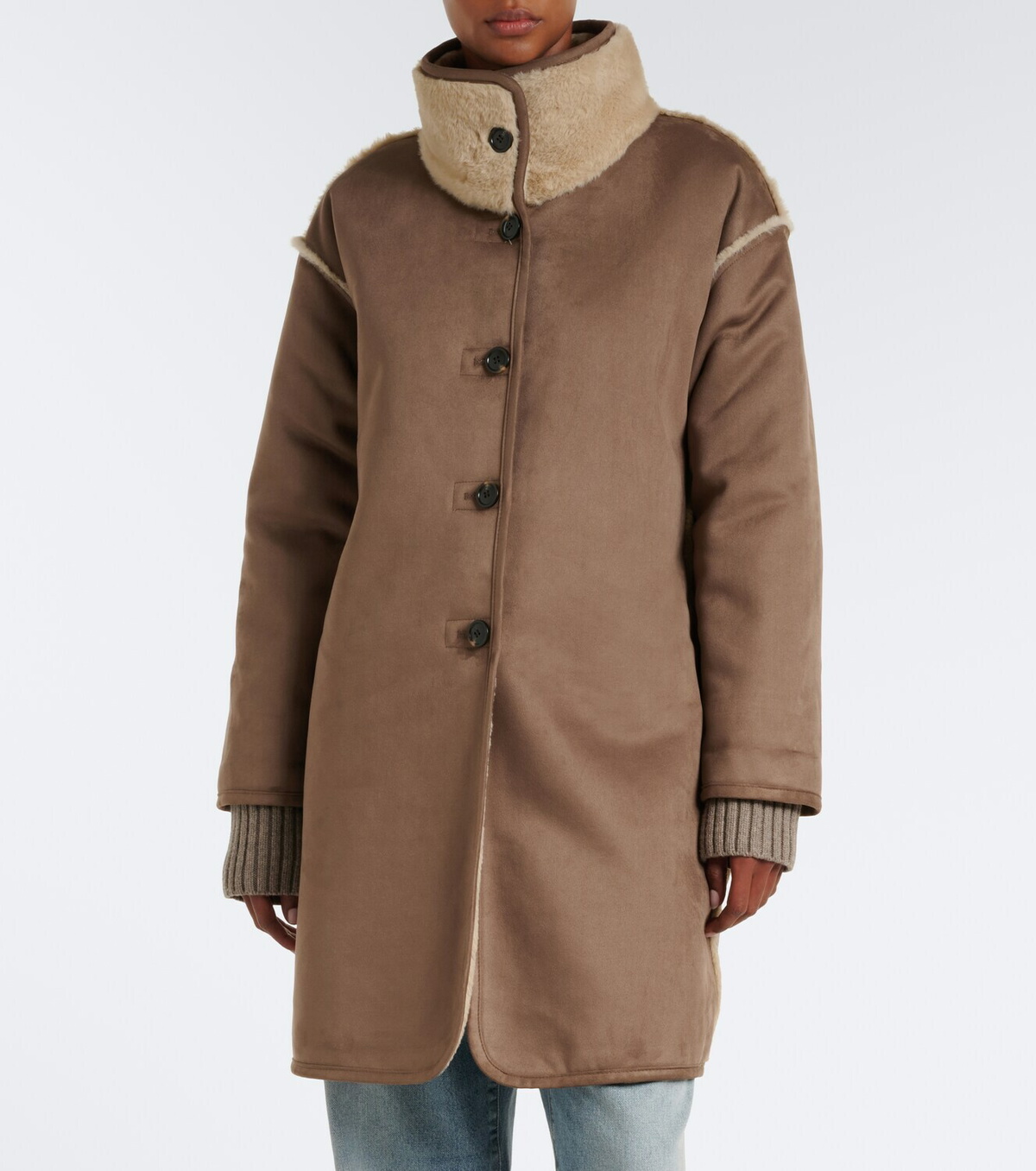 Velvet Yves teddy-trimmed coat