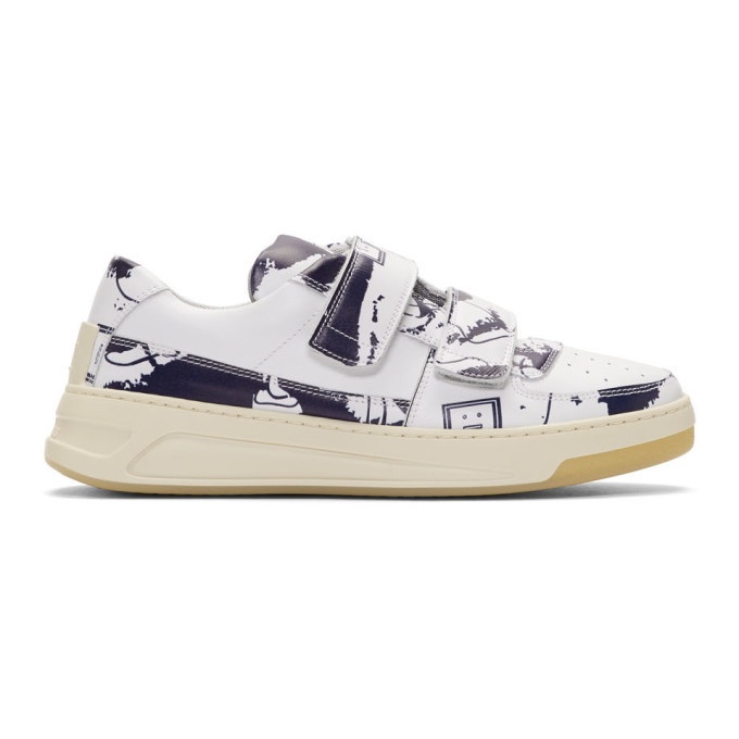 Photo: Acne Studios White and Blue Map Perey Strap Sneakers