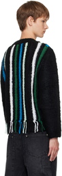 Andersson Bell Black V-Neck Reverse Stripe Sweater