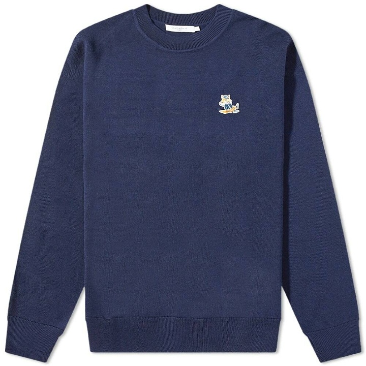 Photo: Maison Kitsuné Men's Dressed Fox Patch Relaxed Knit in Navy