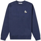 Maison Kitsuné Men's Dressed Fox Patch Relaxed Knit in Navy