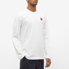 Comme des Garçons Play Men's Long Sleeve Basic Logo T-Shirt in White/Red